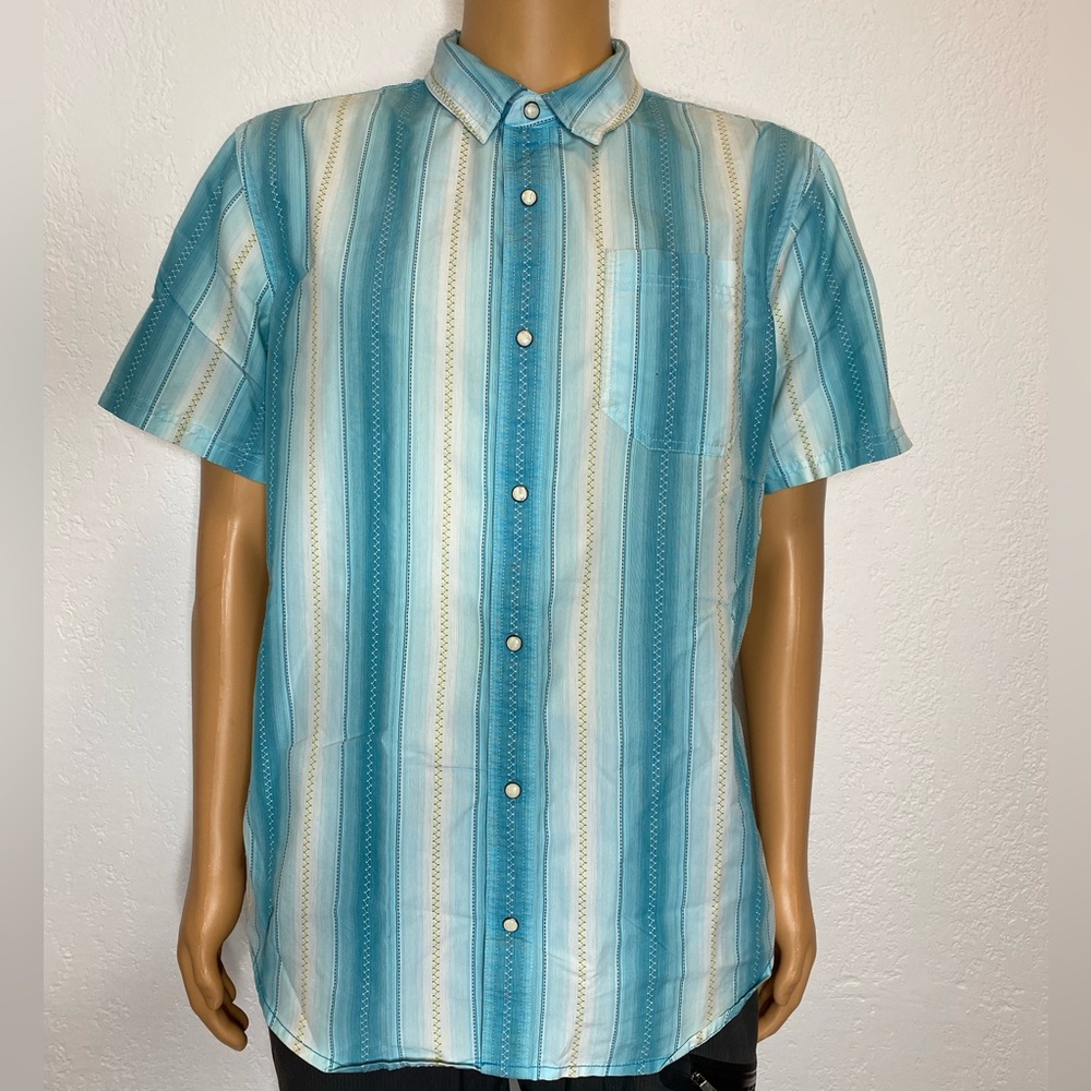 PrAna Hiking Fishing Outdoors Button Down Shirt Men's Size L Organic Cotton EUC